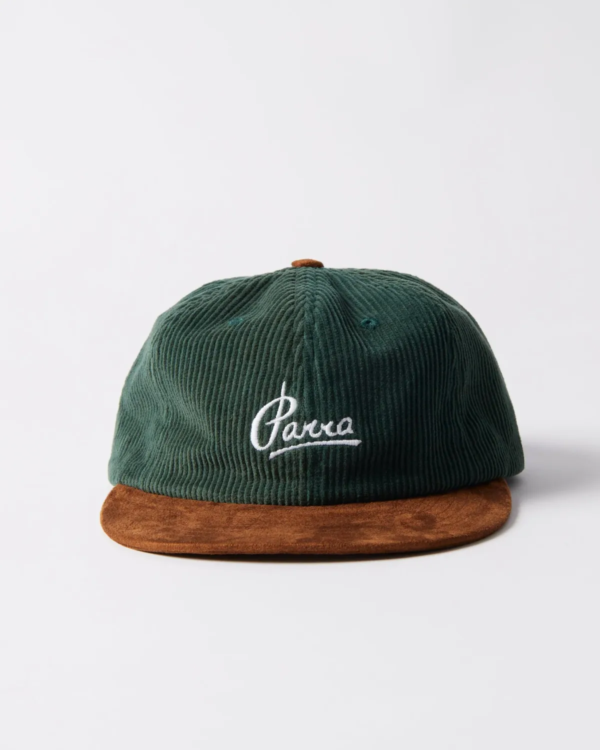 PARRA PAINTERS SCRIPT CORDUROY 6 PANEL HAT PINE GREEN O/S