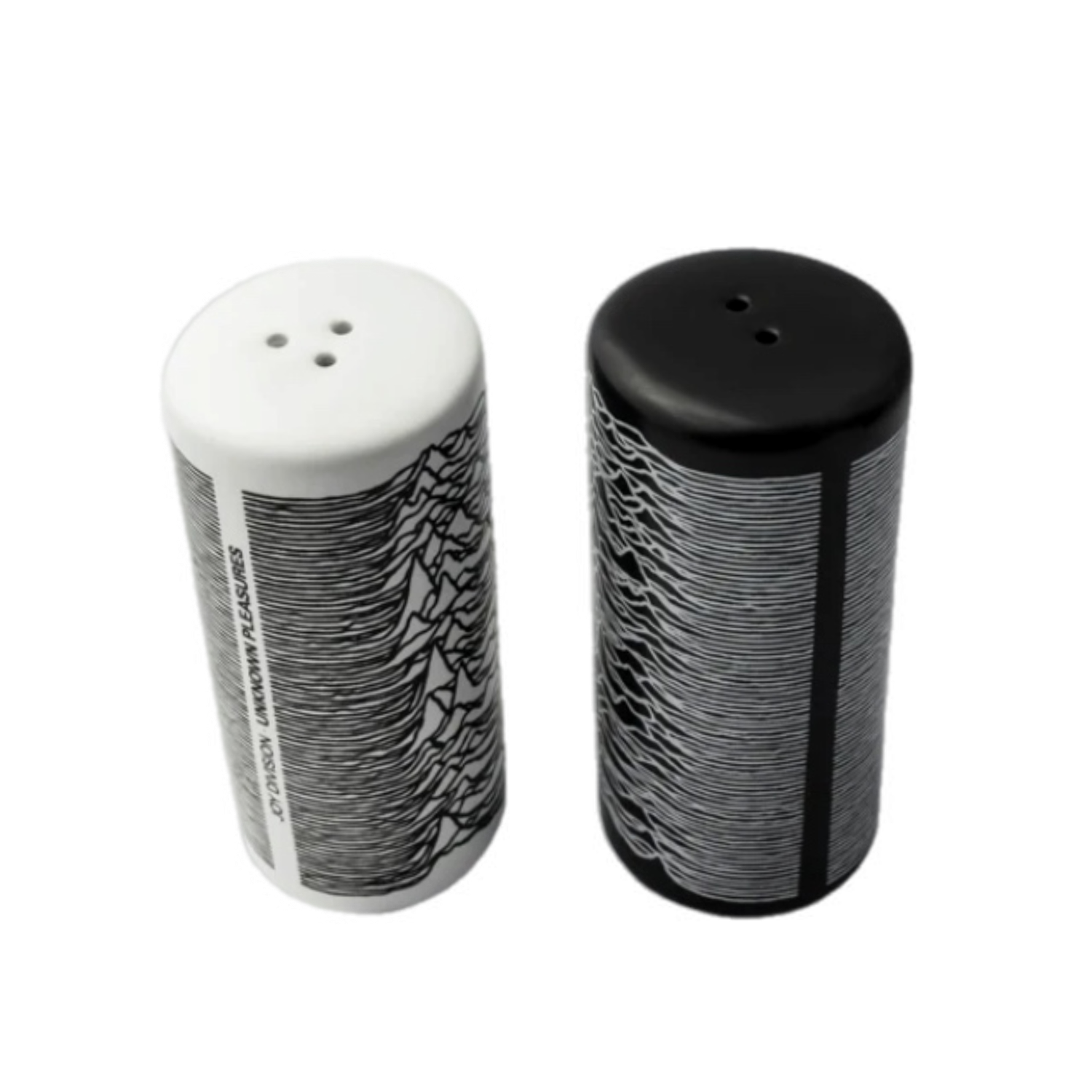 PLEASURES U.P. SALT &amp; PEPPER SHAKERS BLACK &amp; WHITE O/S