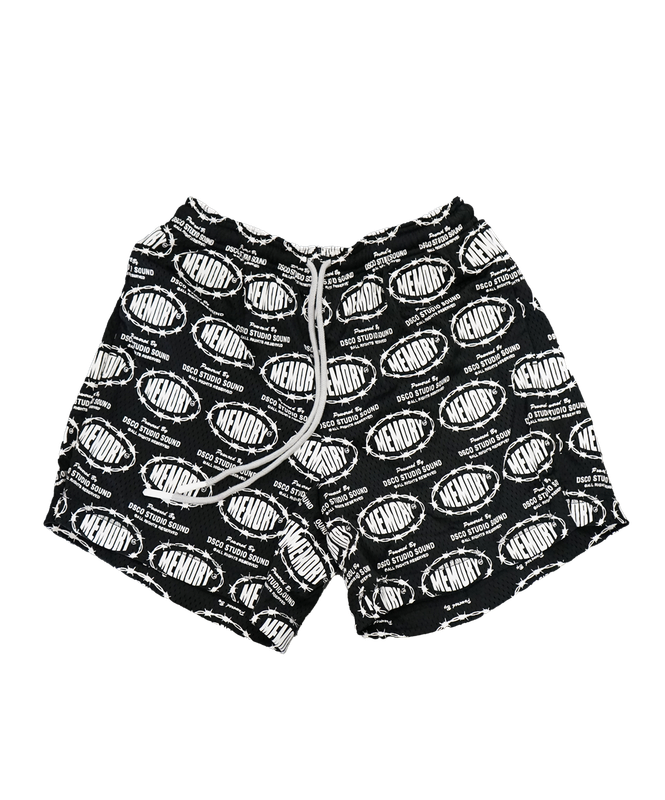Barbwire Print Mesh Shorts