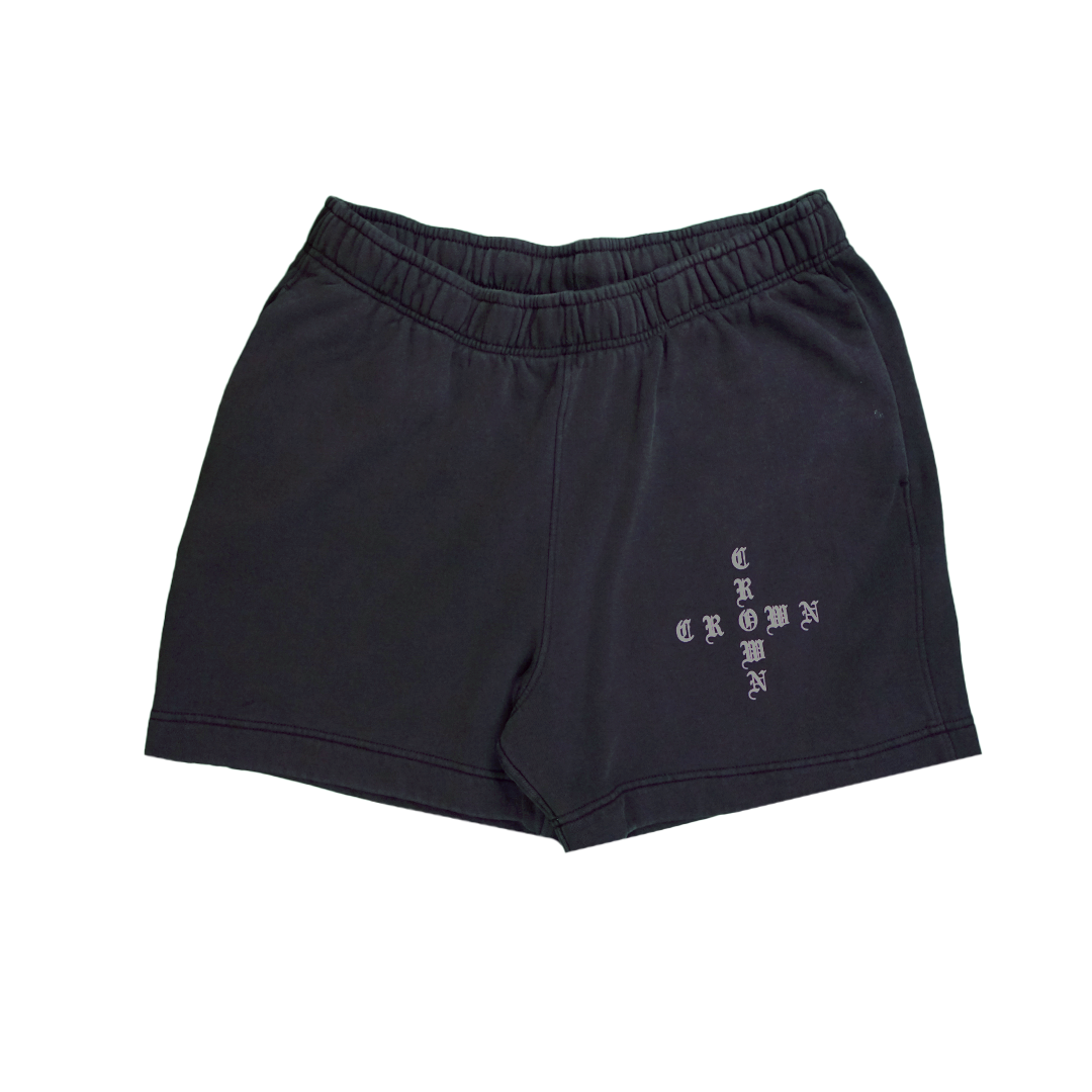 Crown Old English Puff Sweat Short, Size: XXL, Color: Faded Black