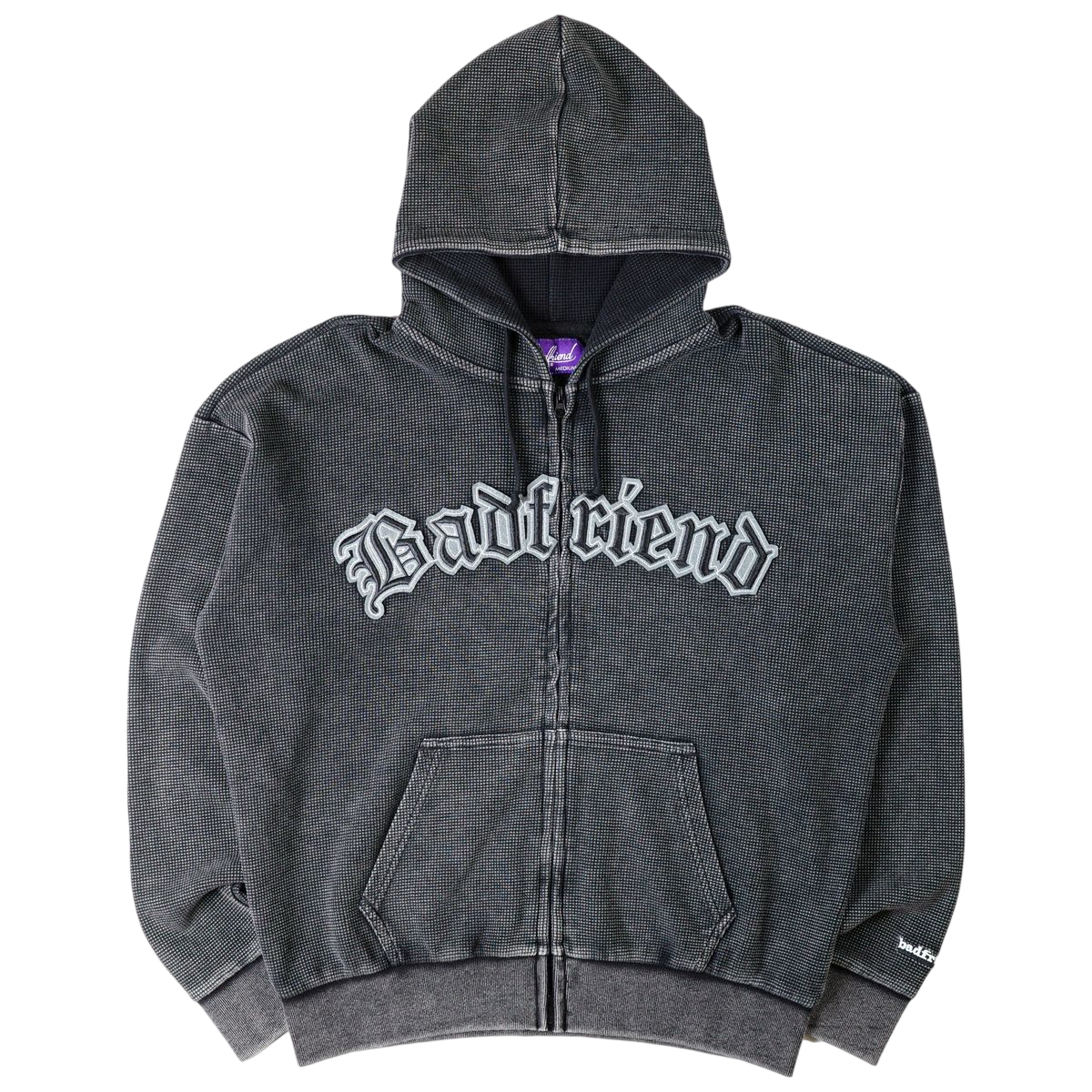 Waffle Knit Full Zip Sweater