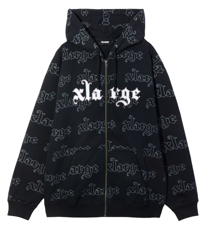 Allover Logo Zip Hooded Sweatshirt