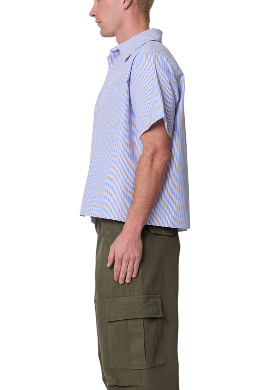 Striped Poplin Cropped S/S Shirt