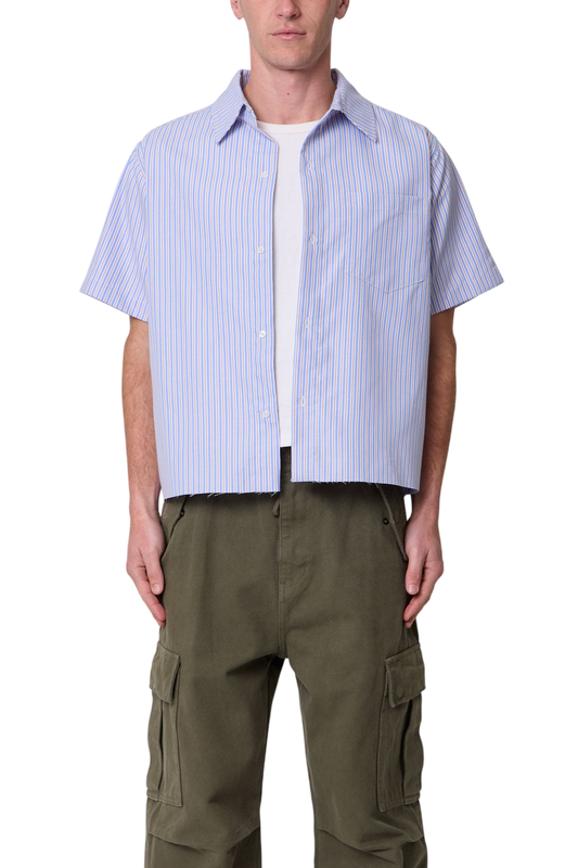 Striped Poplin Cropped S/S Shirt