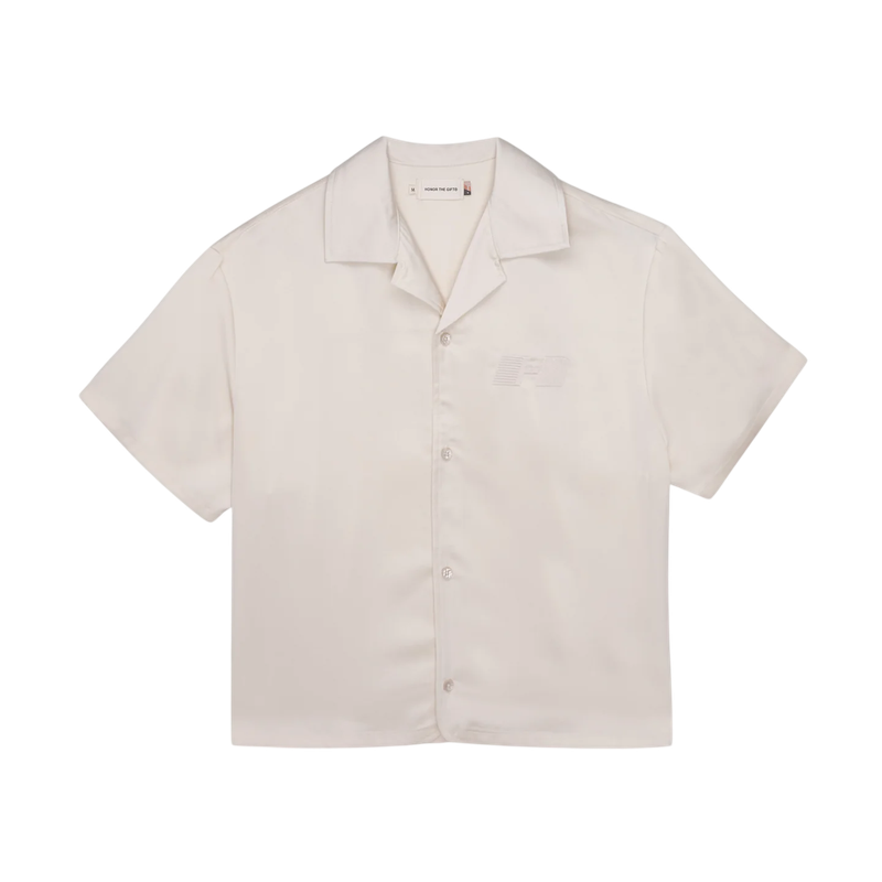 Satin Chest Logo Camp Collar Shirt