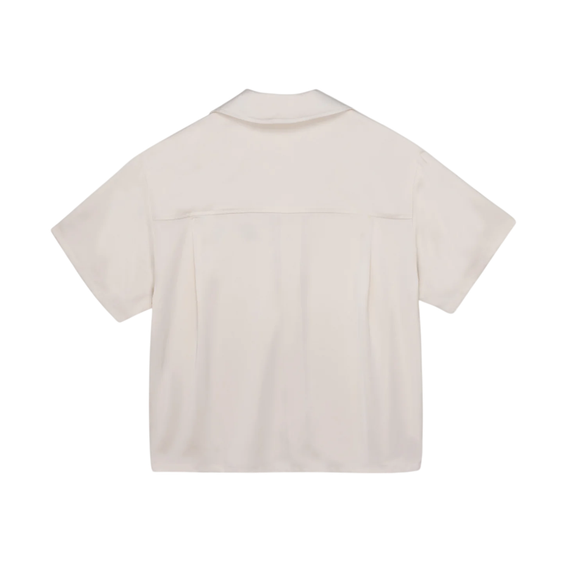 Satin Chest Logo Camp Collar Shirt