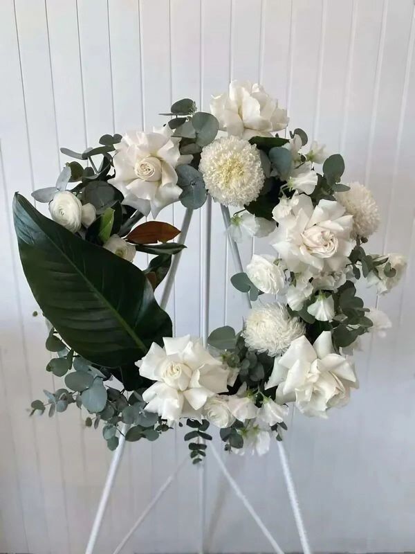 Funeral Wreath - Crisp Whites ($150.00 - $230.00)