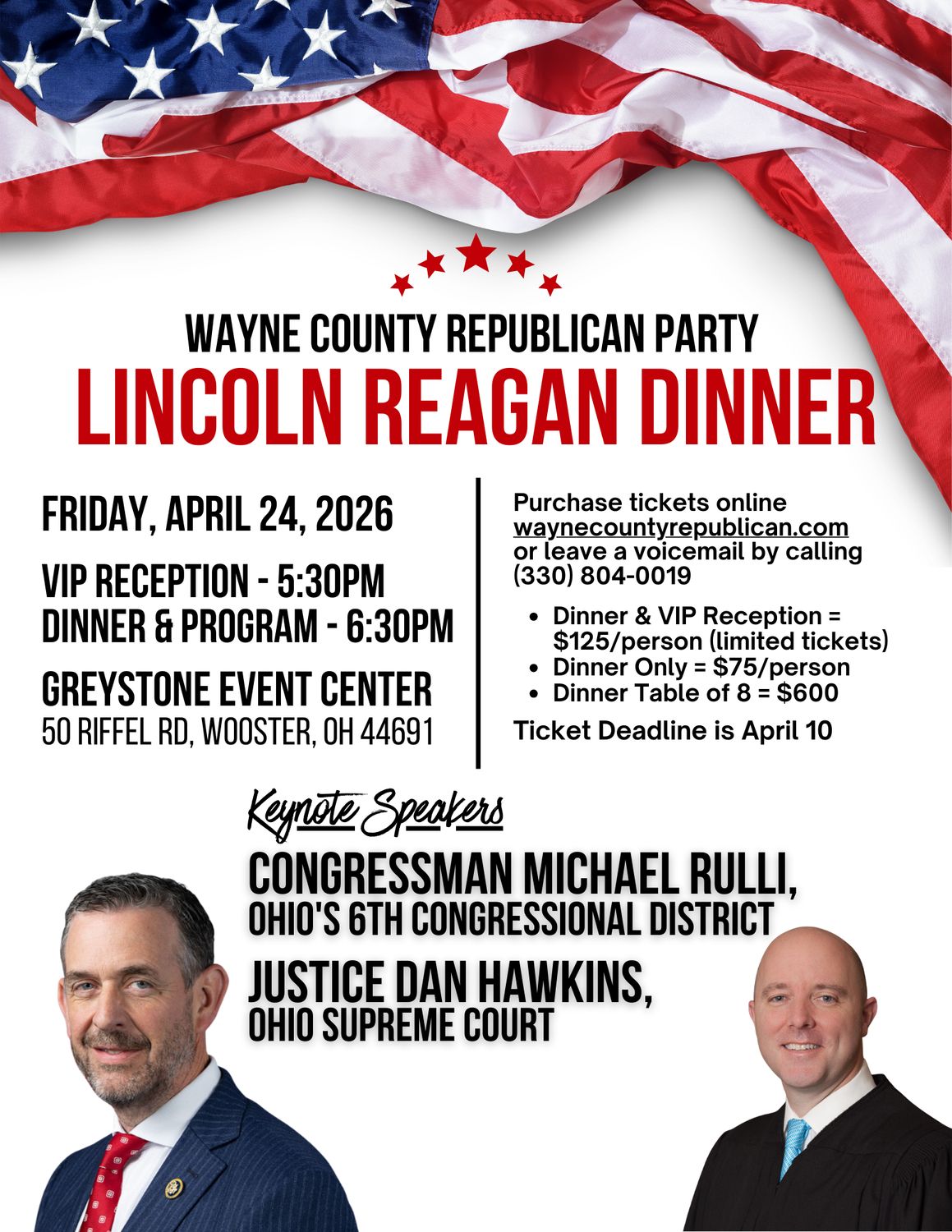 2026 Lincoln Reagan Dinner AND VIP Reception Tickets