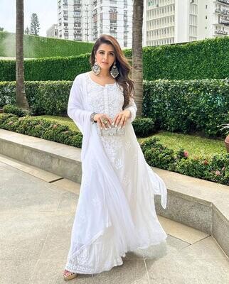 Heavy white rain Kurti-plazzo set
