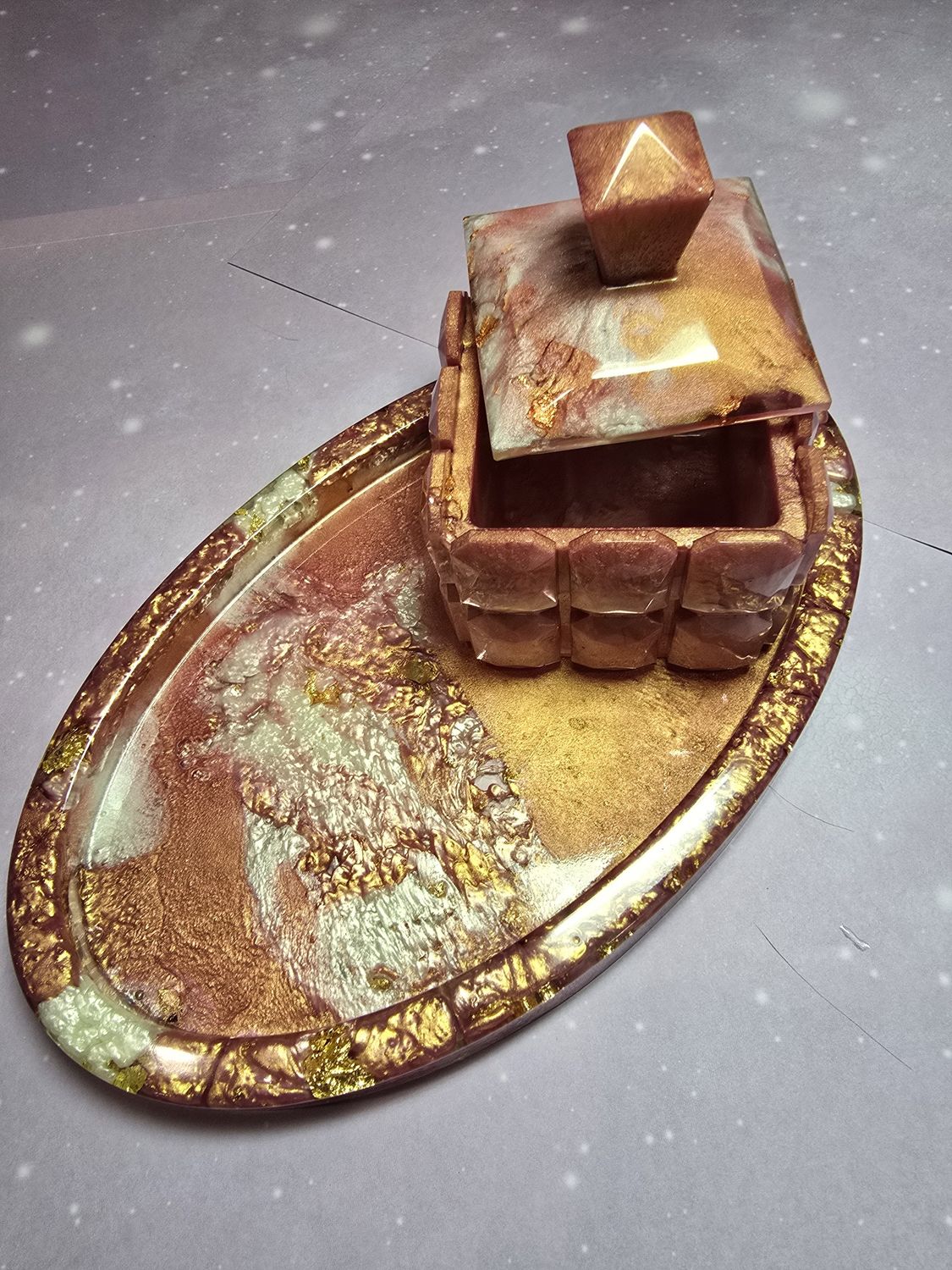 2 Piece Rose Gold Vanity Set