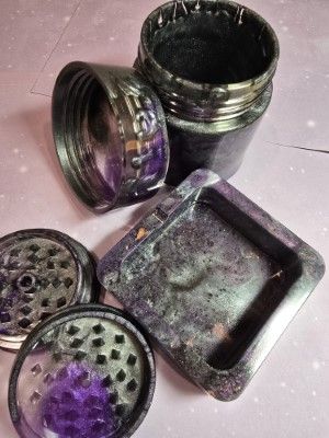 3 Piece Set -  Black/Purple