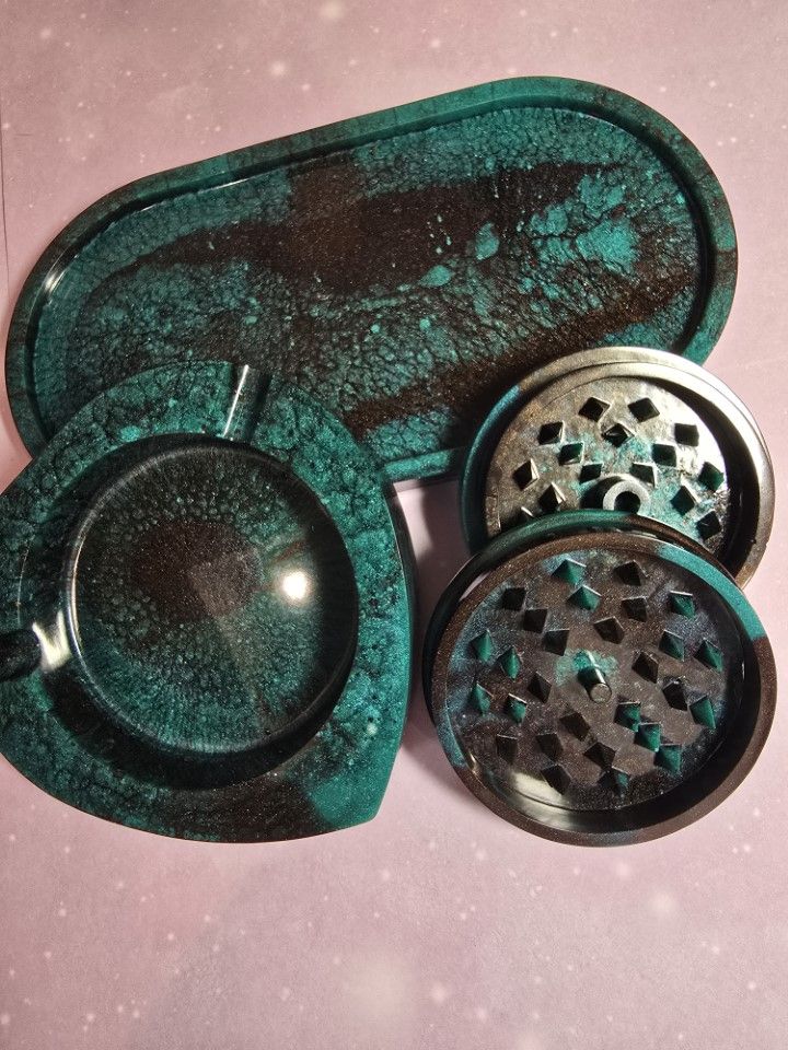 3 Piece Set - Jade Green/Brown