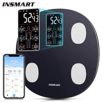 Báscula de peso corporal INSMART, báscula de baño Digital inteligente para humanos, báscula de bioimpedancia profesional de grasa corporal IMC de 180KG