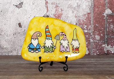 Four gnomes painted stone