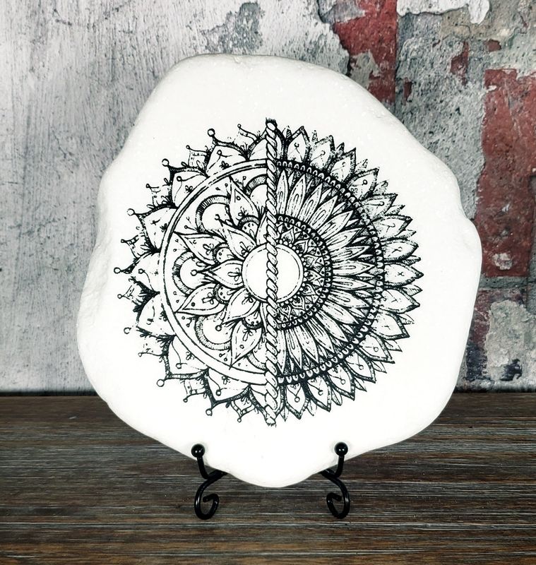 Two mandalas split with rope