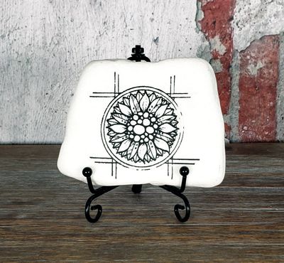 Sunflower mandala against open frame