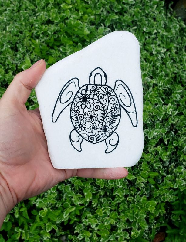 Mandala Turtle Stone