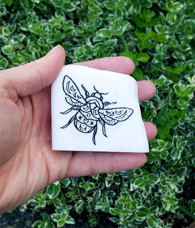 Mandala Beetle Laser-Engraved Santorini Stone