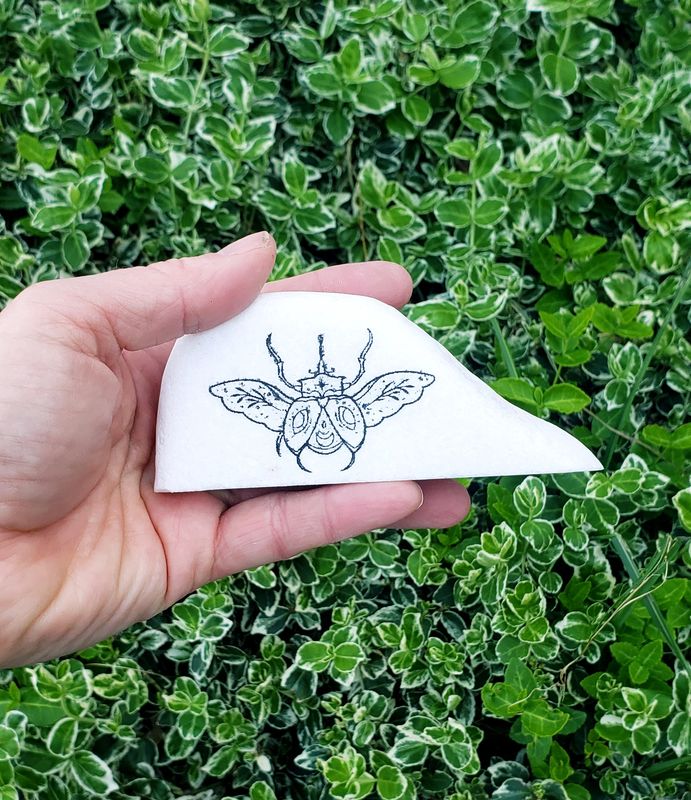 Mandala Beetle Laser-Engraved Santorini Stone