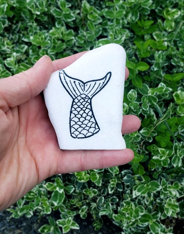 Mermaid Tail Laser-Engraved Santorini Stone