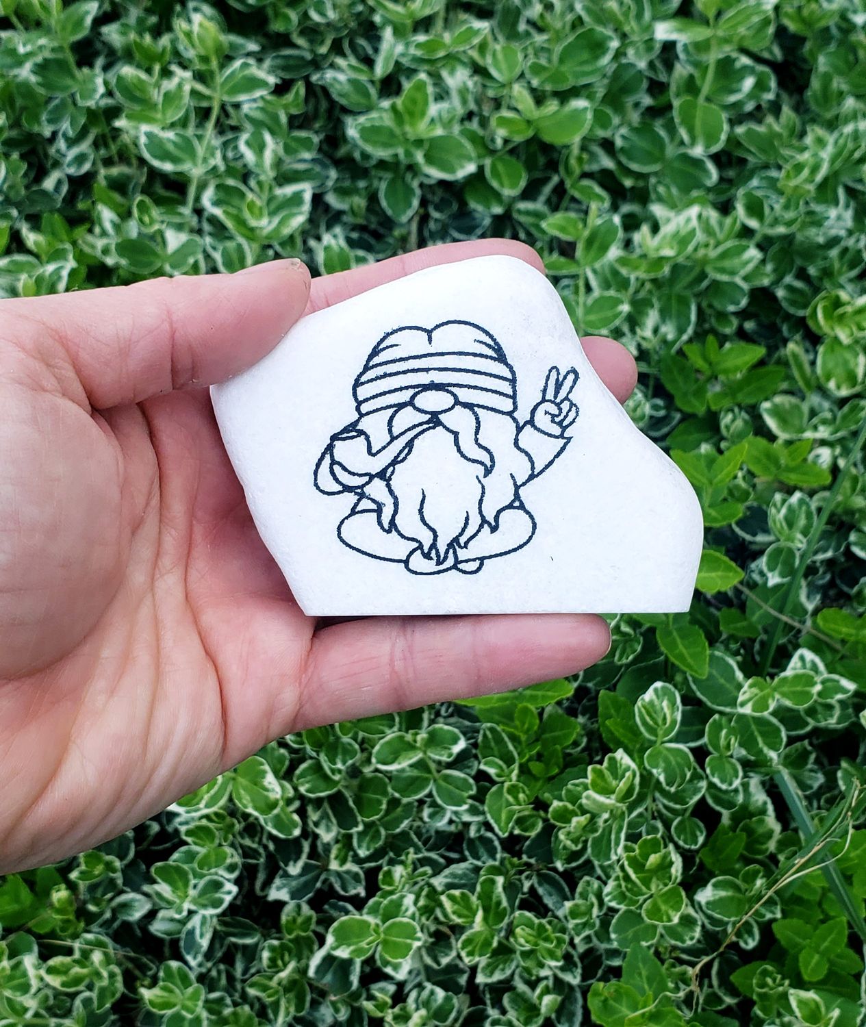 Peaceful Hippie Laser-Engraved Santorini Stone