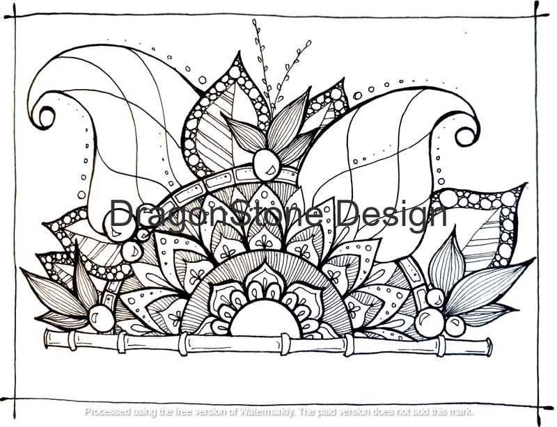 Leaves and waves on mandala and bamboo