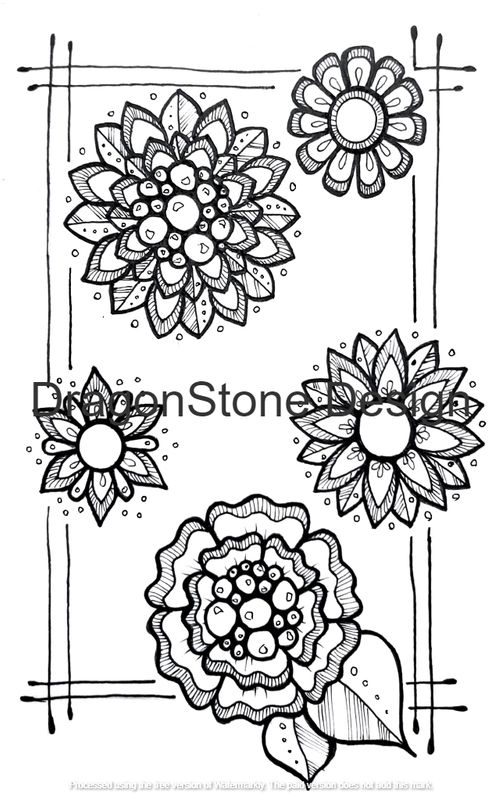 Five flowers on a frame