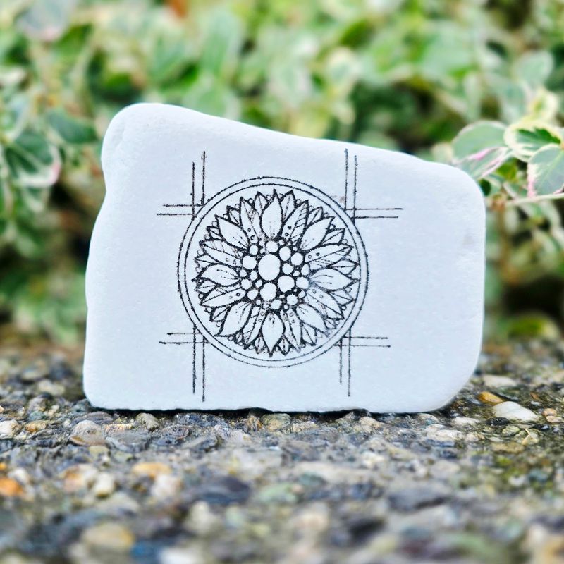 Sunflower mandala against open frame