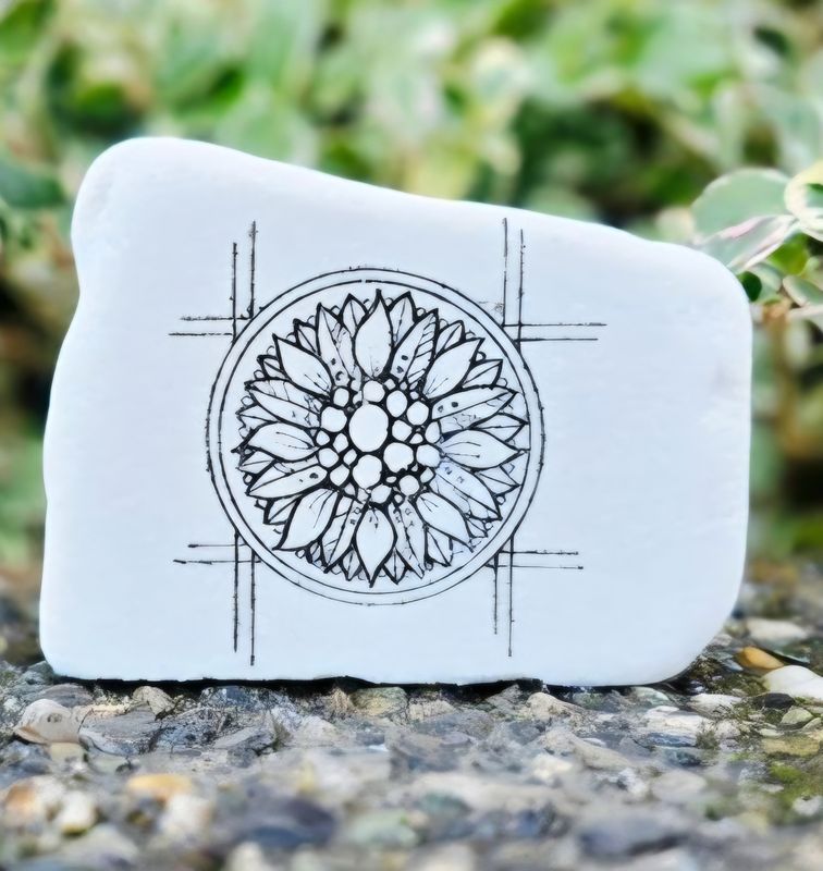 Sunflower mandala against open frame