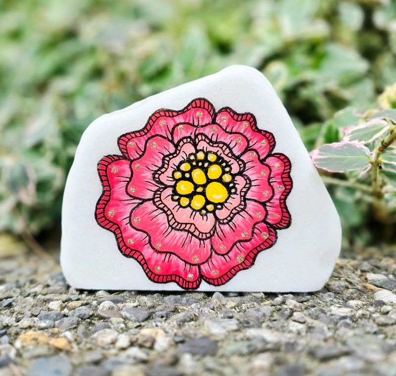 Pink Floral Mandala Stone