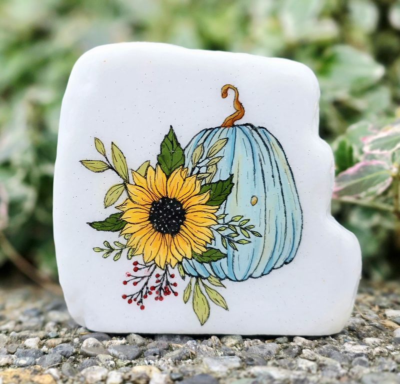 ​Blue Pumpkin with Sunflower