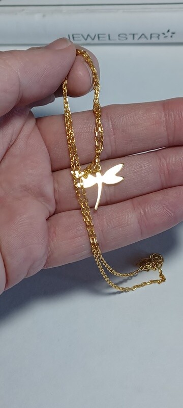Gold Filled 14K Dragon Fly Pendant Necklace