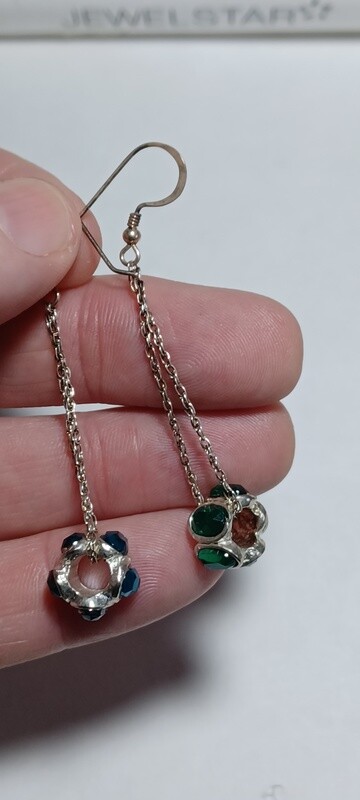 Sterling Silver Green Crystal Earrings