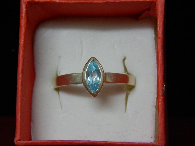 Sterling Silver Blue Topaz Ring &amp; Earrings