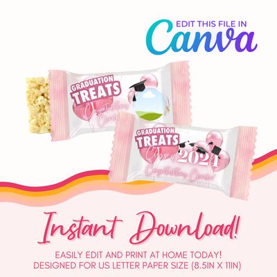 Graduation Marshmallow Treats Canva Template: Light Pink
