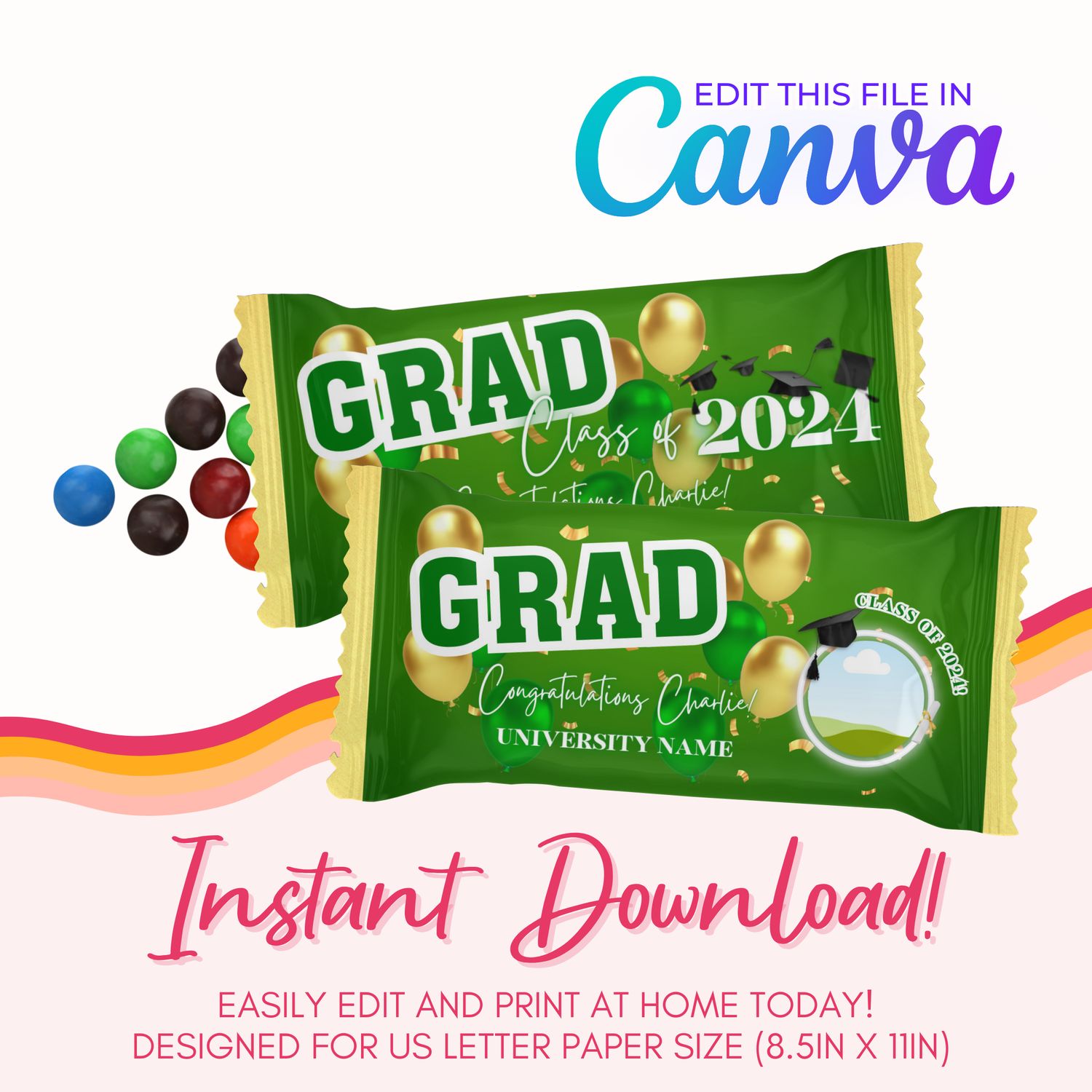 Chocolate Candy Canva Template: Green and Gold
