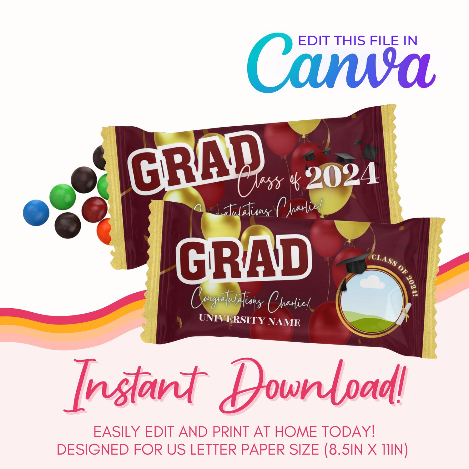 Chocolate Candy Canva Template: Burgundy and Gold