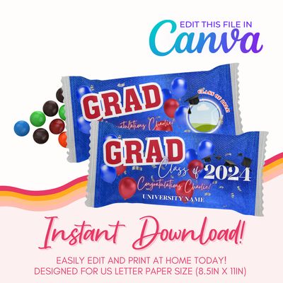 Chocolate Candy Canva Template: Blue and Red