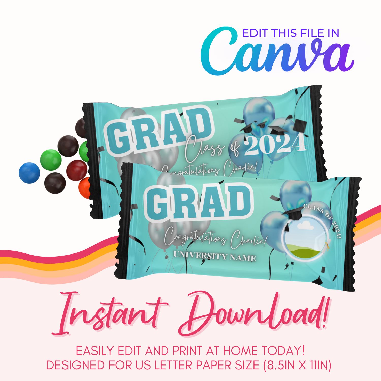 Chocolate Candy Canva Template: Teal and Black