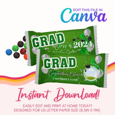 Chocolate Candy Canva Template: Green and Silver