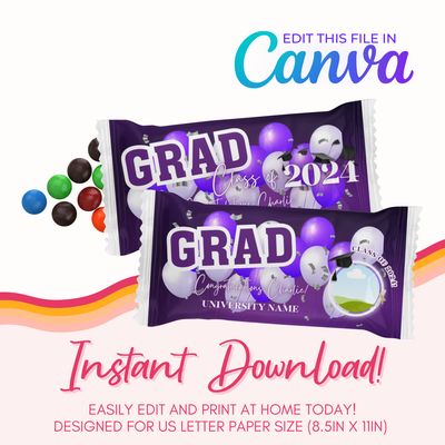 Chocolate Candy Canva Template: Purple and White