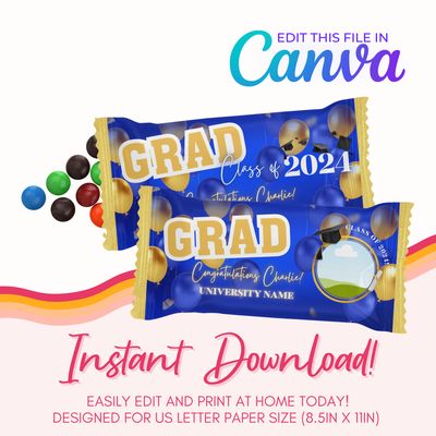 Chocolate Candy Canva Template: Blue and Gold