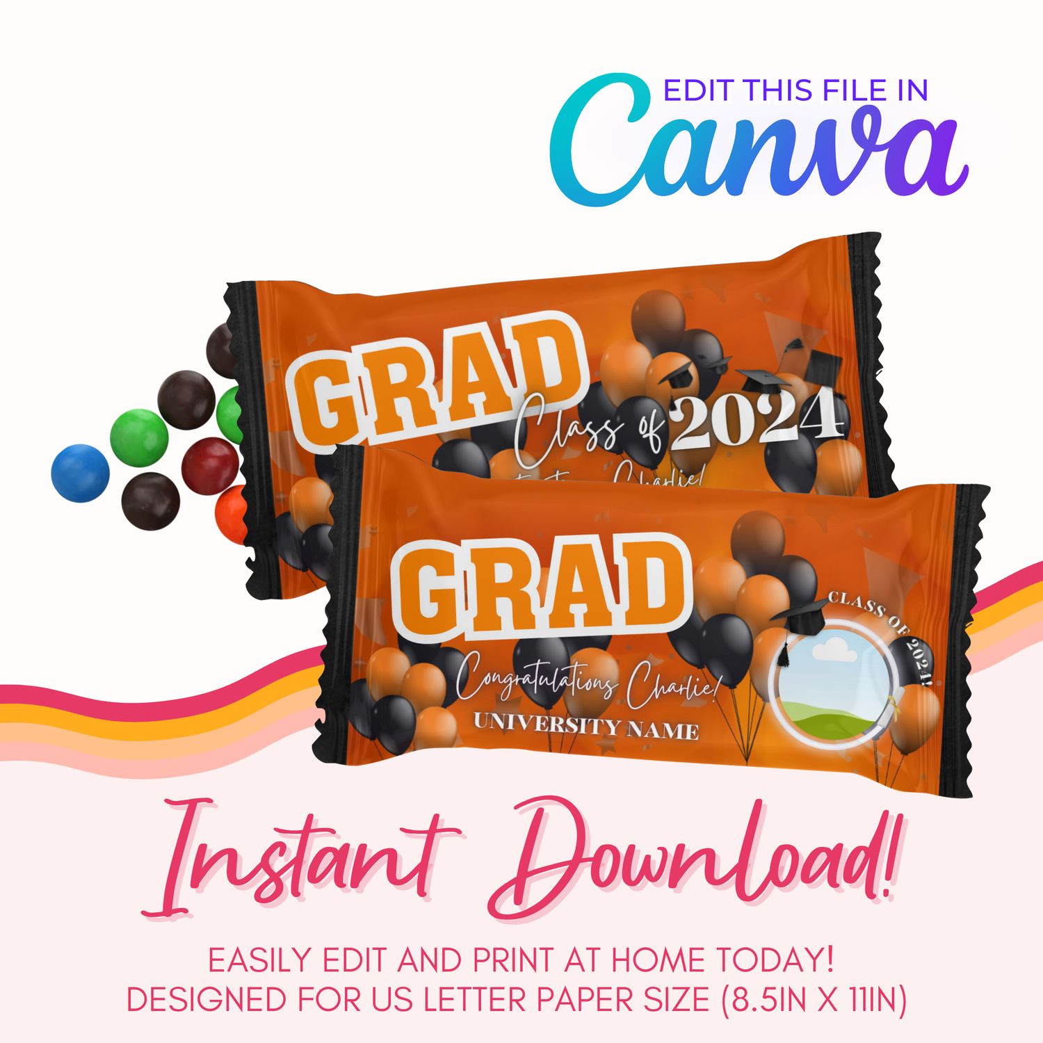 Chocolate Candy Canva Template: Orange and Black