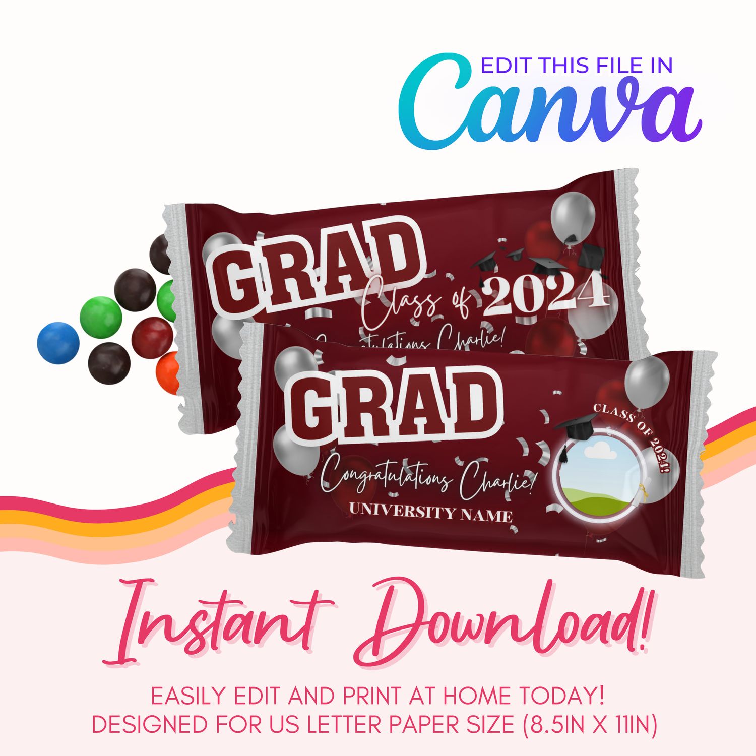 Chocolate Candy Canva Template: Burgundy and Silver