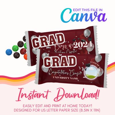 Chocolate Candy Canva Template: Burgundy and Silver