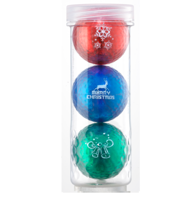 Holiday Golf Balls - Chromax M1x 3 Ball Tube (Red, Blue, Green)