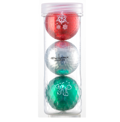 Holiday Golf Balls - Chromax M1x 3 Ball Tube - (Red, Silver, Green)