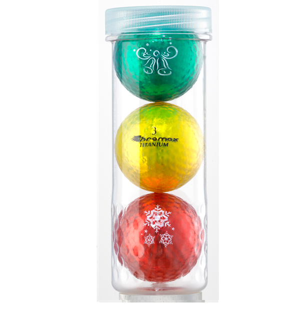 Holiday Golf Balls - Chromax M1x 3 Ball Tube (Green, Gold, Red)