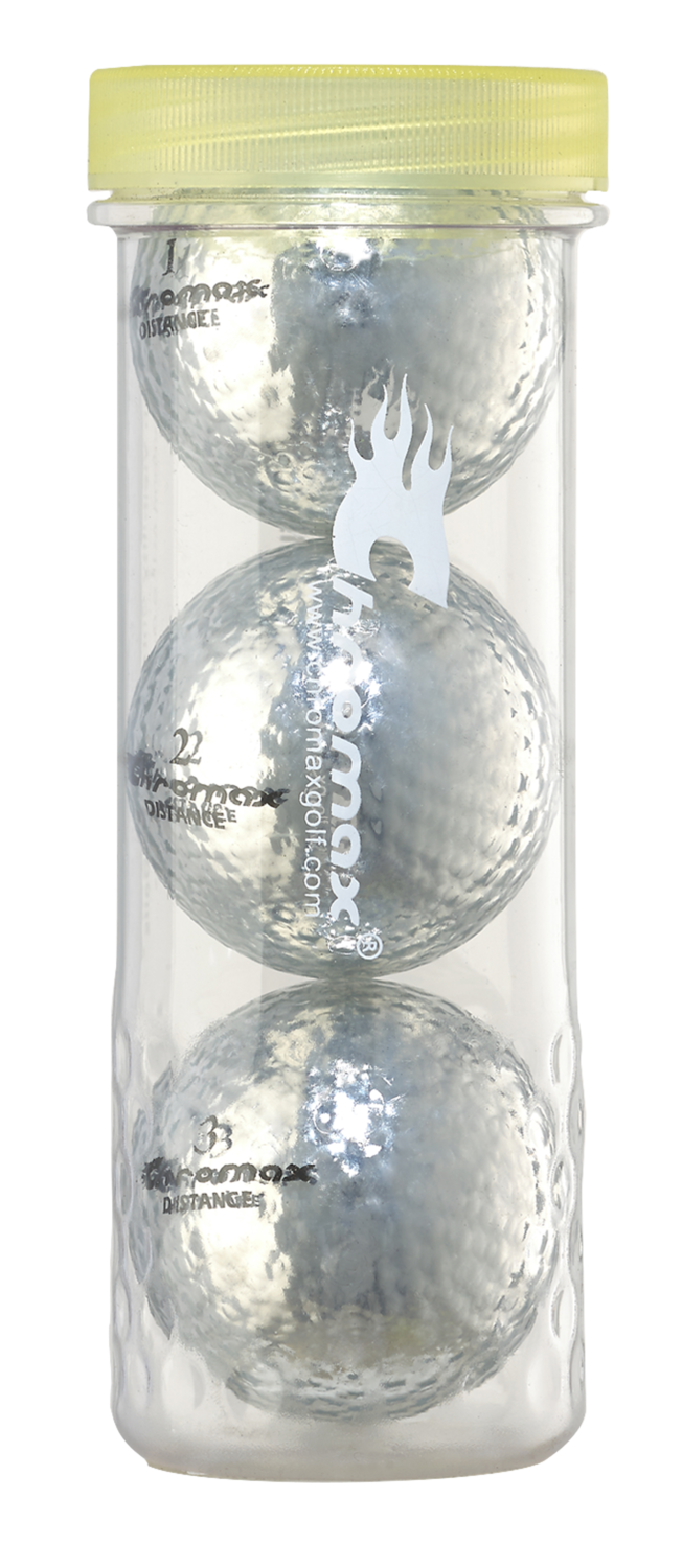 Silver Golf Balls - Chromax Distance 3 Ball Tube