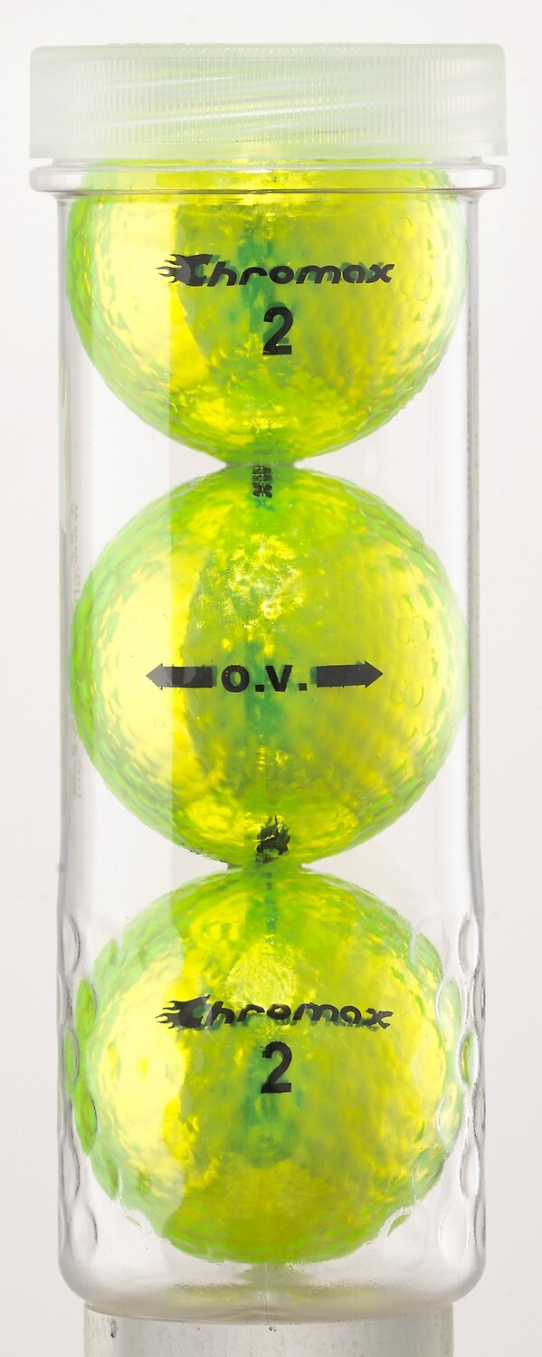 Green Neon Golf Balls - Chromax O.V. 3 Ball Tube